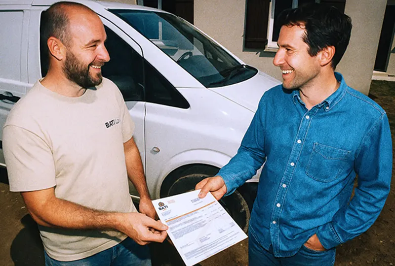 Création de site internet BTP à Fréjus pour artisan local Création de site internet pour artisan du BTP à Fréjus échange avec un client après chantier