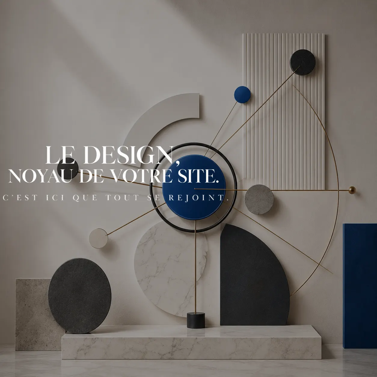 design-noyau-site-internet-agence-web-83-v2 Composition graphique illustrant le design comme noyau central d’un site internet.